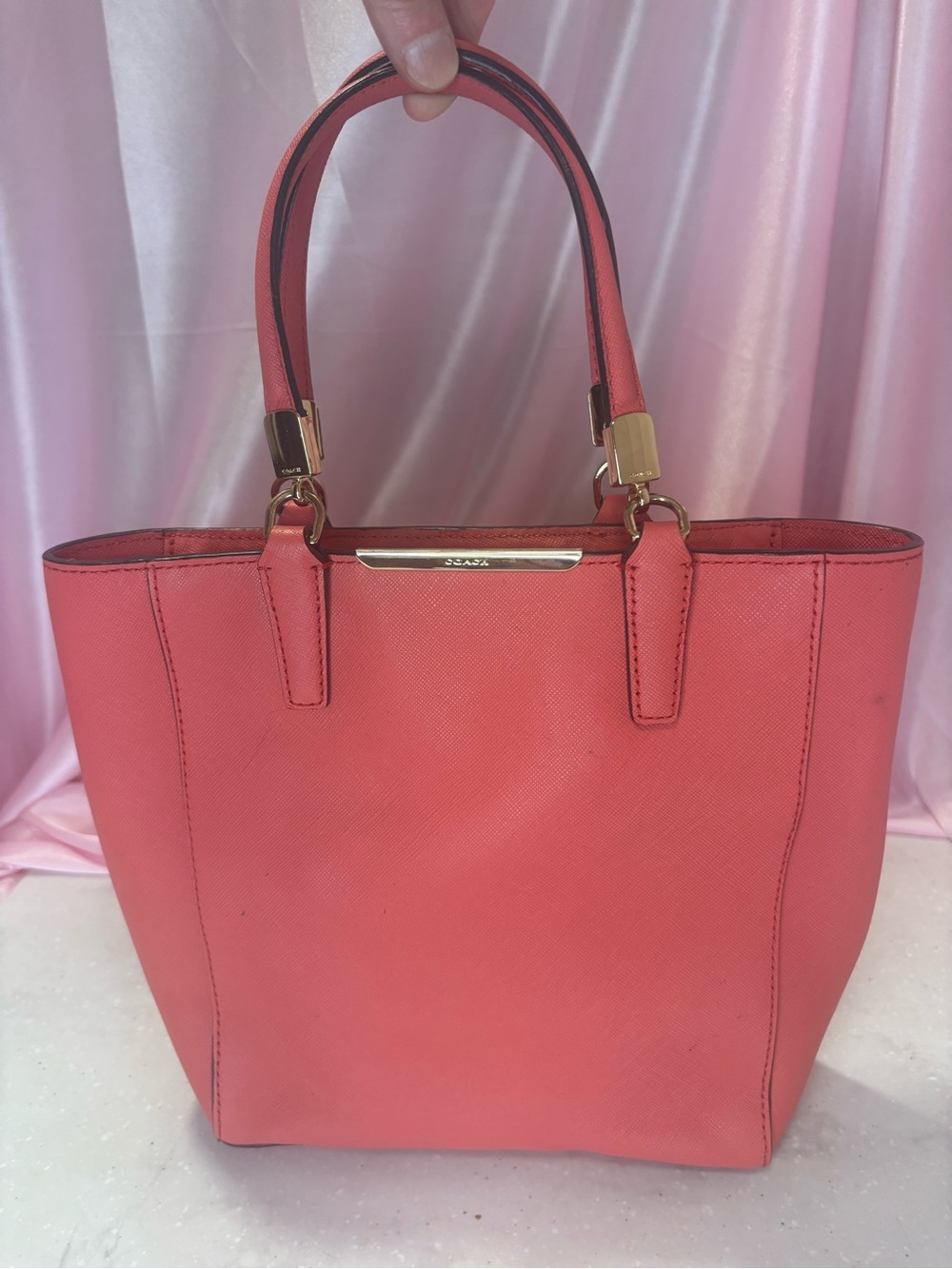 Coach Coral Tote with Gold Hardware